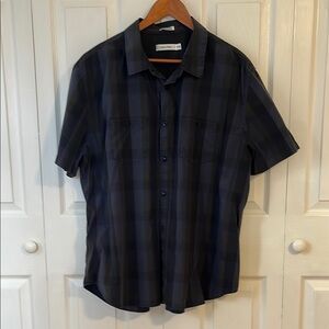 Calvin Klein, Men's Navy and Black Plaid Shirt, size 2XL, 100% cotton